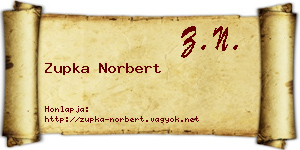 Zupka Norbert névjegykártya